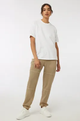 Ardene Washed Oversized Sweatpants in Beige | Size | Polyester/Cotton