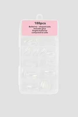 Ardene 100-Pack of Ballerina Shape Clear Nails
