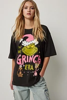 Ardene Oversized In My Grinch Era T-Shirt in Black | Size Large | 100% Cotton