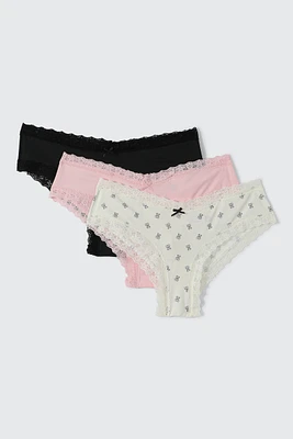 Ardene 3-Pack Microfiber Cheeky Panty Panties in Light | Size | Polyester/Spandex