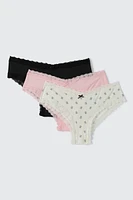 Ardene 3-Pack Microfiber Cheeky Panty Panties in Light | Size | Polyester/Spandex