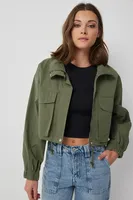 Ardene Lightweight Jacket with Cargo Pockets in Khaki | Size | Nylon/Cotton