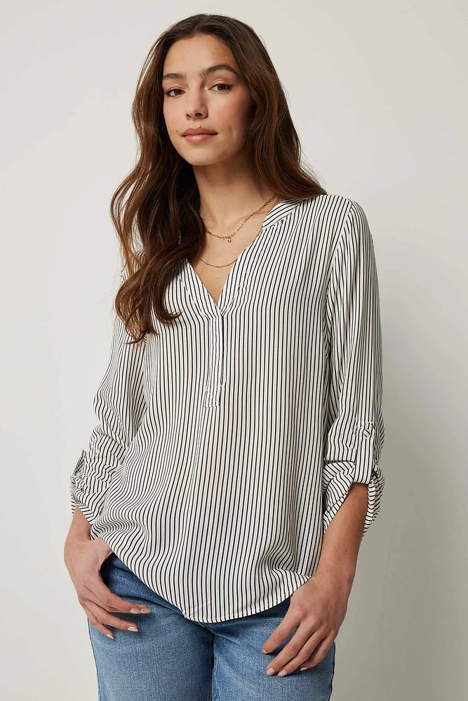 Ardene Basic Printed Long Sleeve Tunic in Dark | Size | 100% Viscose