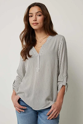 Ardene Basic Printed Long Sleeve Tunic in Dark | Size | 100% Viscose
