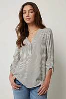 Ardene Basic Printed Long Sleeve Tunic in Dark | Size | 100% Viscose