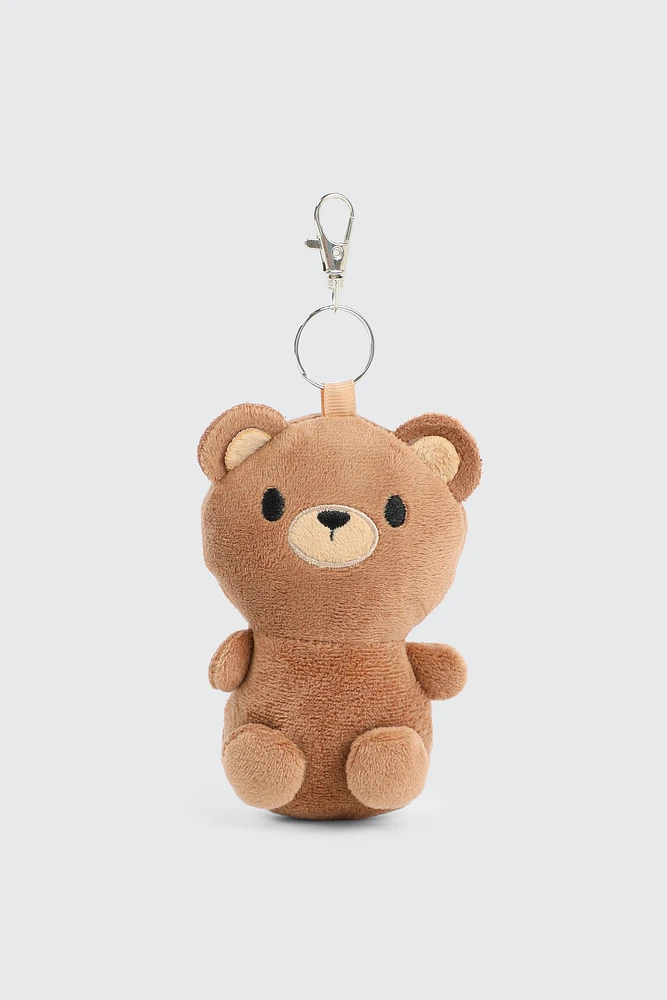 Ardene Plush Bear Keychain in Brown
