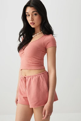Ardene French Terry Shorts in Medium Pink | Size | Polyester/Cotton/Elastane