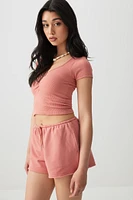 Ardene French Terry Shorts in Medium Pink | Size | Polyester/Cotton/Elastane