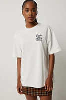 Ardene Oversized Graphic T-Shirt in White | Size | 100% Cotton