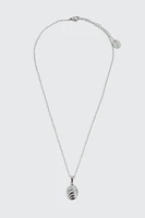 Ardene Stainless Steel Necklace with Ribbed Pendant in Silver