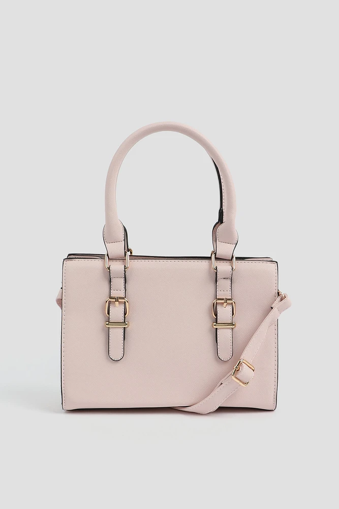 Ardene Buckle Tote Bag in Light Pink | Faux Leather/Polyester | Eco-Conscious