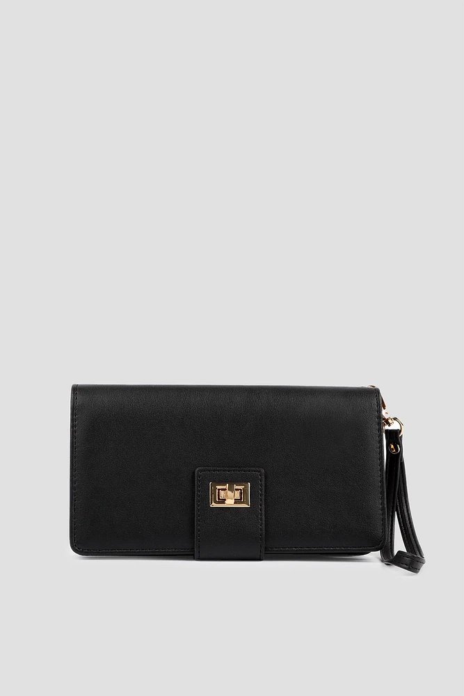 Ardene Turn Lock Wallet in | Faux Leather/Polyester