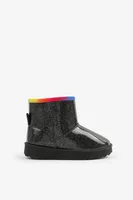 Ardene Kids Black Glitter Faux Sheepskin Boots | Size 11 | Microfiber