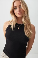 Ardene Basic Rib High Neck Tank Top in | Size | Cotton/Elastane