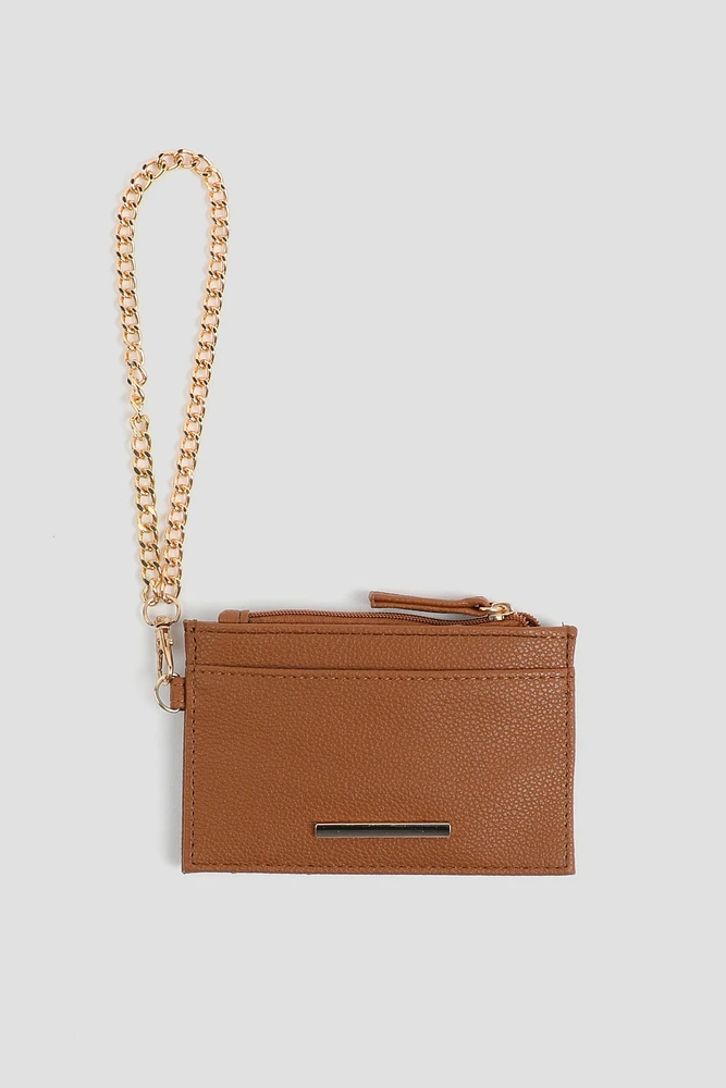 Ardene Faux Leather Cardholder in Cognac | 100% Recycled Polyester/Faux Leather | Eco-Conscious