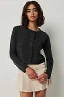 Ardene Crop Raglan Cardigan in Dark Grey | Size | Polyester/Elastane