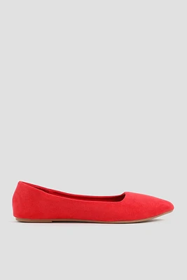 Ardene Classic Pointy Flats in Red | Size | Polyester/Faux Suede | Eco-Conscious