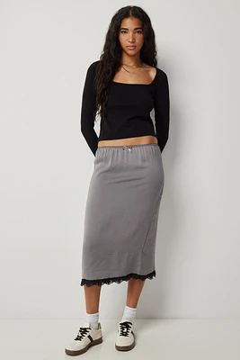 Ardene Lace Trim Slip Skirt in | Size | Polyester