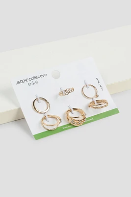 Ardene 9-Pack Assorted Rings with Stones in Gold | Size | Eco-Conscious