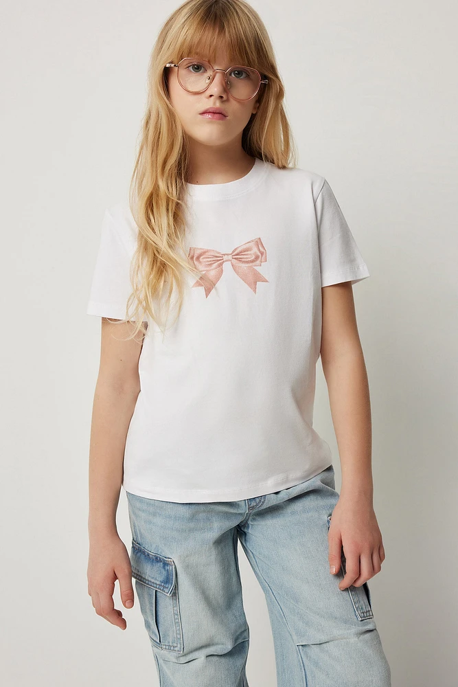 Ardene Kids Classic Graphic T-Shirt in White | Size | Spandex/Cotton
