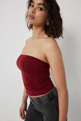 Ardene Basic Double Layer Tube Top in Burgundy | Size | Polyester/Elastane