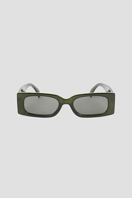 Ardene Slim Rectangular Sunglasses in Dark Green