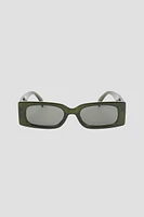 Ardene Slim Rectangular Sunglasses in Dark Green