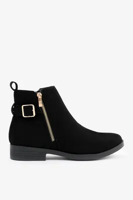 Ardene Accent Buckle Booties in | Size | Faux Leather/Faux Suede/Rubber