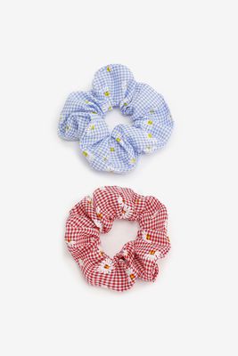 Ardene 2-Pack of Daisy Gingham Scrunchies | Polyester