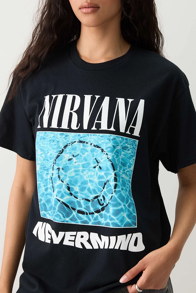 Ardene Oversized Nirvana T-Shirt in Black | Size | 100% Cotton