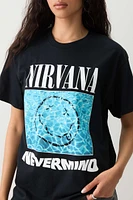 Ardene Oversized Nirvana T-Shirt in Black | Size | 100% Cotton