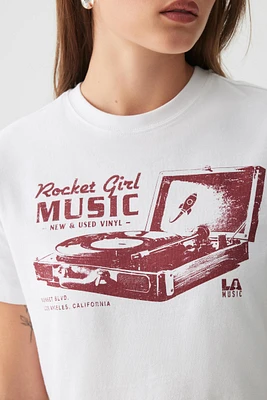 Ardene Graphic Crop T-Shirt in White | Size Large | 100% Cotton