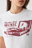 Ardene Graphic Crop T-Shirt in White | Size Large | 100% Cotton