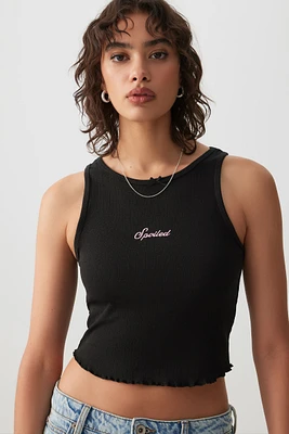 Ardene Pointelle Crop Tank Top in | Size | Polyester/Cotton/Elastane