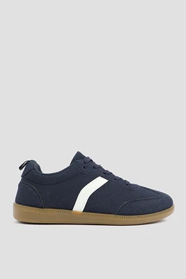 Ardene Retro Sneakers in Dark Blue | Size | Faux Leather/Faux Suede