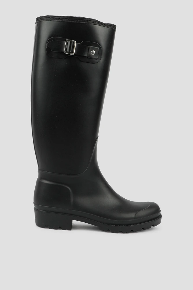 Ardene Faux Fur Lined Rain Boots in Black | Size