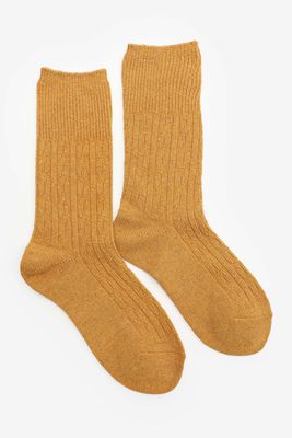 Ardene Pair of Cabin Socks in Yellow | Polyester/Spandex