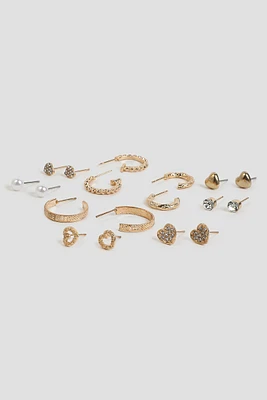Ardene 9-Pack Assorted Stud & Hoop Earrings in Gold | Stainless Steel