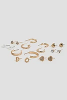 Ardene 9-Pack Assorted Stud & Hoop Earrings in Gold | Stainless Steel