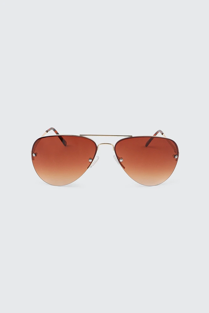 Ardene Rimless Aviator Sunglasses in Gold