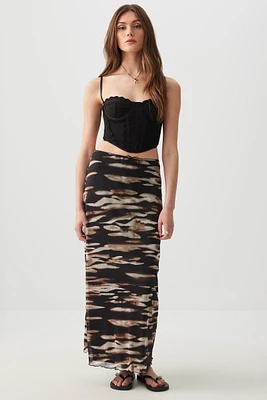 Ardene Mesh Maxi Skirt in | Size | Polyester/Spandex