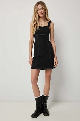 Ardene Denim Mini Dress in Black | Size | Polyester/Rayon/Spandex