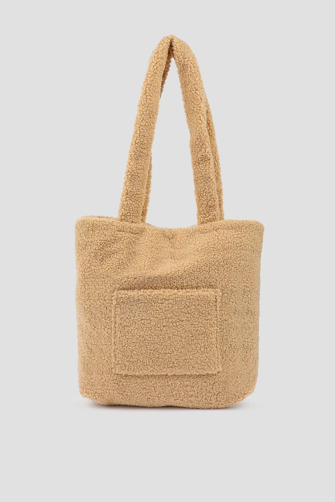 Ardene Sherpa Tote Bag in Beige | Polyester