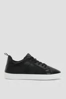 Ardene Lace-Up Tennis Sneakers in Black | Size | Faux Leather