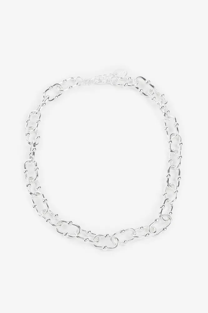 Ardene Paperclip Chain Necklace with Ball Details in Silver