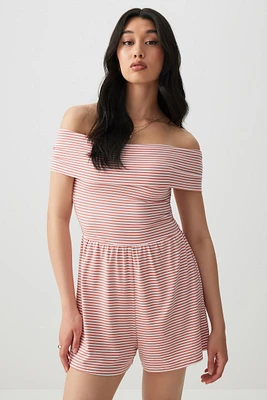 Ardene Basic Super Soft Off Shoulder Romper in | Size | Polyester/Spandex | Eco-Conscious
