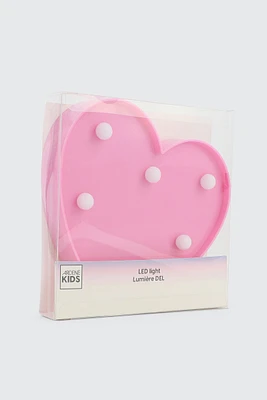 Ardene Kids Heart LED Light in Light Pink