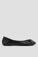 Ardene Knotted Pointy Toe Flats in Black | Size | Faux Leather | Eco-Conscious