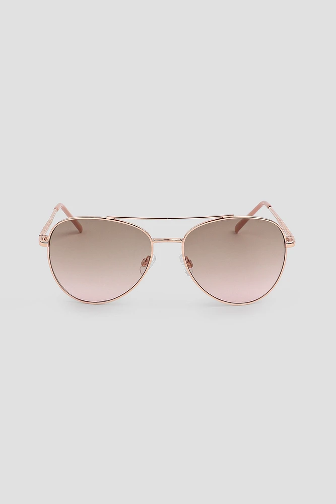 Ardene Aviator Sunglasses with Twisted Detail in Gold