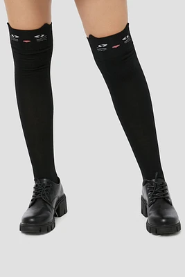 Ardene Over The Knee Cat Socks in Black | Polyester/Spandex